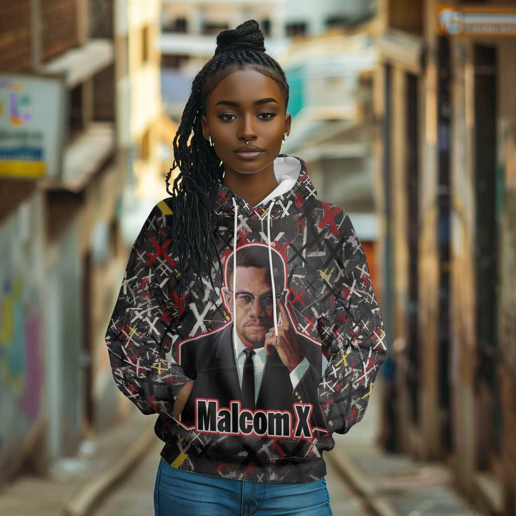 Malcolm X Hoodie Street Art Style Portrait Quote The Future Belongs to Those Who Prepare Civil Rights Tribute - Wonder Print Shop