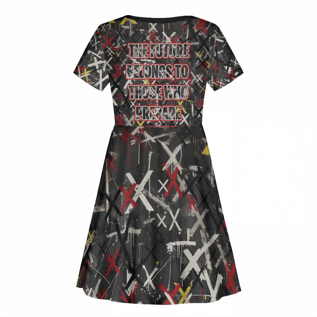 Malcolm X Kid Short Sleeve Dress Street Art Style Portrait Quote The Future Belongs to Those Who Prepare Civil Rights Tribute TS04