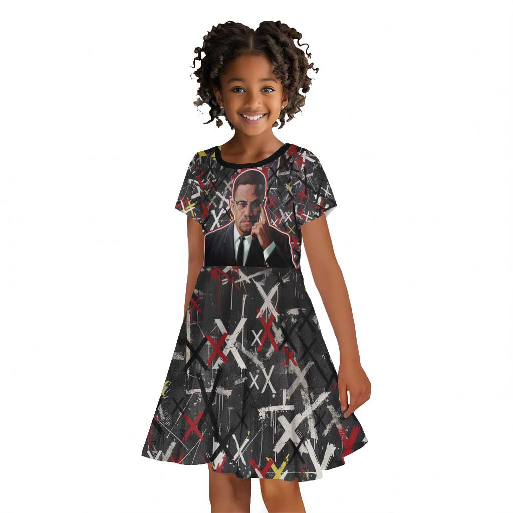 Malcolm X Kid Short Sleeve Dress Street Art Style Portrait Quote The Future Belongs to Those Who Prepare Civil Rights Tribute TS04