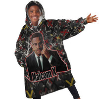 Malcolm X Kid Wearable Blanket Hoodie Street Art Style Portrait Quote The Future Belongs to Those Who Prepare Civil Rights Tribute - Wonder Print Shop