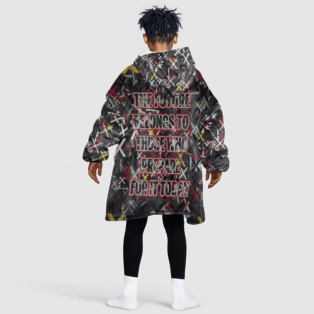Malcolm X Kid Wearable Blanket Hoodie Street Art Style Portrait Quote The Future Belongs to Those Who Prepare Civil Rights Tribute - Wonder Print Shop