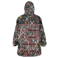Malcolm X Kid Wearable Blanket Hoodie Street Art Style Portrait Quote The Future Belongs to Those Who Prepare Civil Rights Tribute - Wonder Print Shop