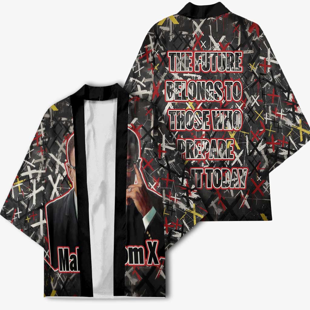 Malcolm X Kimono Street Art Style Portrait Quote The Future Belongs to Those Who Prepare Civil Rights Tribute - Wonder Print Shop