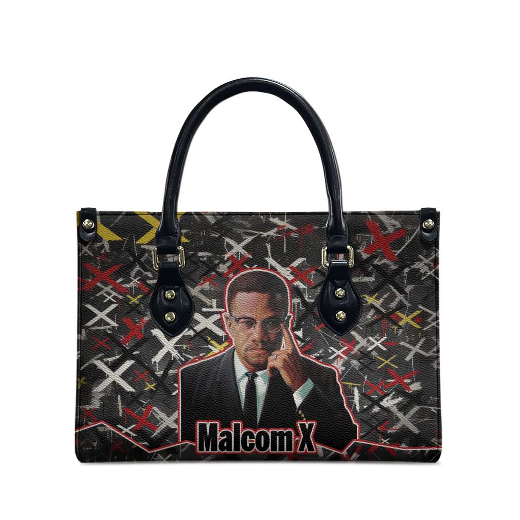 Malcolm X Leather Bag Street Art Style Portrait Quote The Future Belongs to Those Who Prepare Civil Rights Tribute - Wonder Print Shop