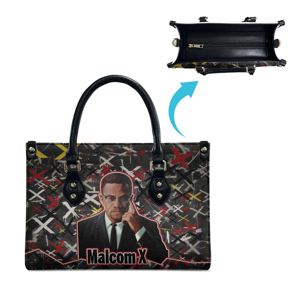 Malcolm X Leather Bag Street Art Style Portrait Quote The Future Belongs to Those Who Prepare Civil Rights Tribute - Wonder Print Shop