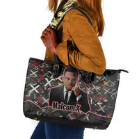 Malcolm X Leather Tote Bag Street Art Style Portrait Quote The Future Belongs to Those Who Prepare Civil Rights Tribute - Wonder Print Shop