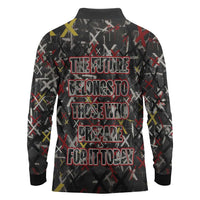 Malcolm X Long Sleeve Polo Shirt Street Art Style Portrait Quote The Future Belongs to Those Who Prepare Civil Rights Tribute - Wonder Print Shop