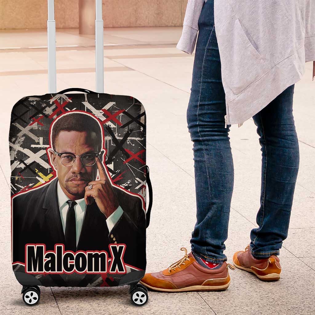 Malcolm X Luggage Cover Street Art Style Portrait Quote The Future Belongs to Those Who Prepare Civil Rights Tribute - Wonder Print Shop