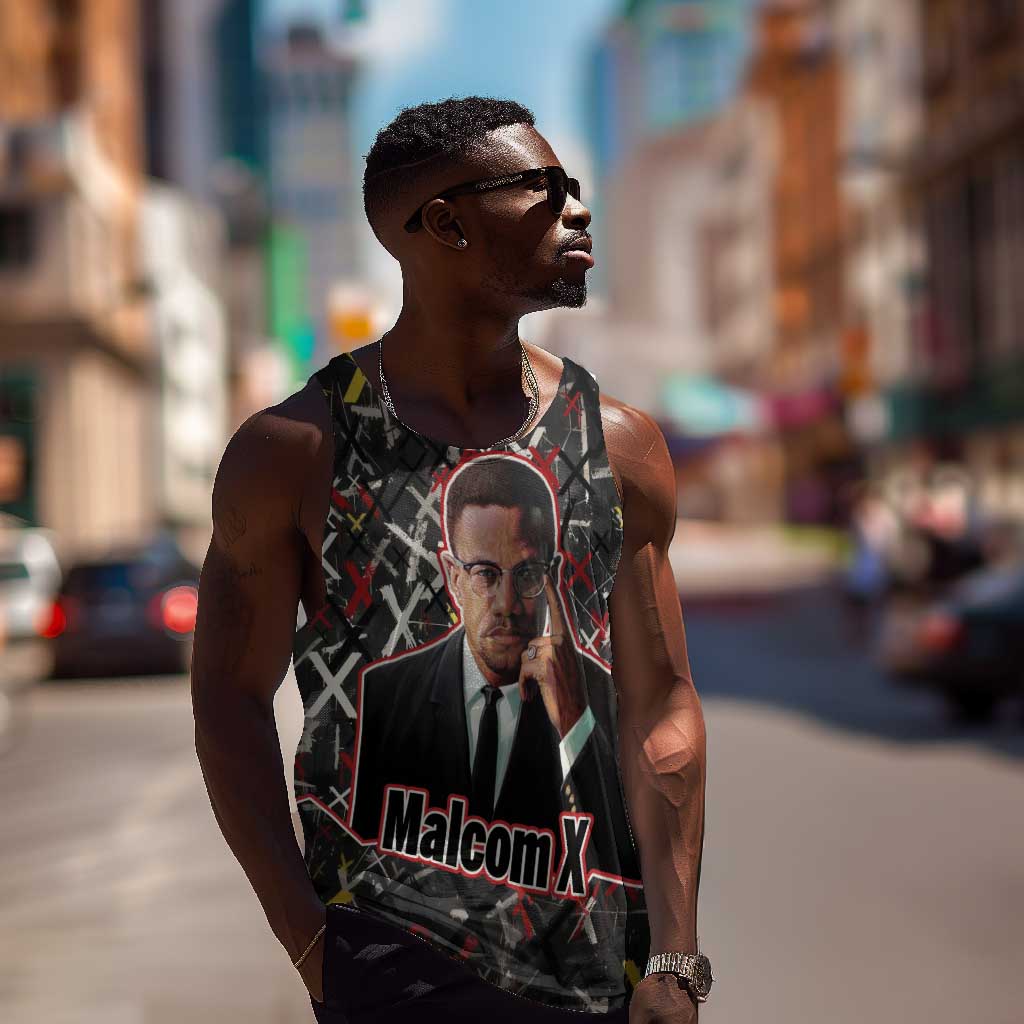 Malcolm X Men Tank Top Street Art Style Portrait Quote The Future Belongs to Those Who Prepare Civil Rights Tribute - Wonder Print Shop