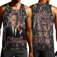 Malcolm X Men Tank Top Street Art Style Portrait Quote The Future Belongs to Those Who Prepare Civil Rights Tribute - Wonder Print Shop