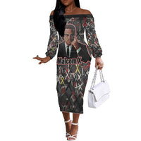 Malcolm X Off The Shoulder Long Sleeve Dress Street Art Style Portrait Quote The Future Belongs to Those Who Prepare Civil Rights Tribute - Wonder Print Shop