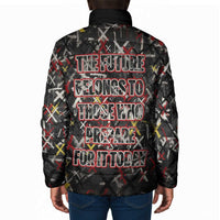 Malcolm X Padded Jacket Street Art Style Portrait Quote The Future Belongs to Those Who Prepare Civil Rights Tribute - Wonder Print Shop