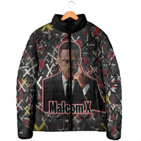 Malcolm X Padded Jacket Street Art Style Portrait Quote The Future Belongs to Those Who Prepare Civil Rights Tribute - Wonder Print Shop