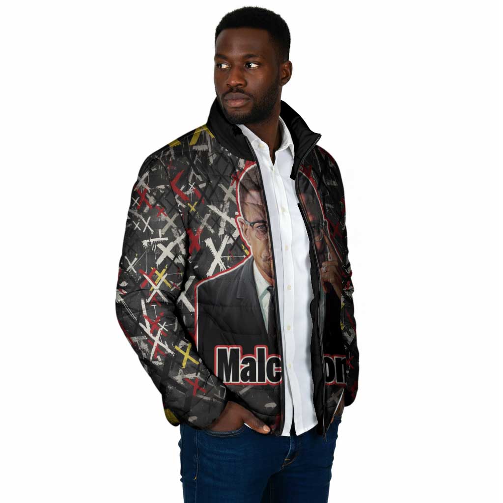 Malcolm X Padded Jacket Street Art Style Portrait Quote The Future Belongs to Those Who Prepare Civil Rights Tribute - Wonder Print Shop