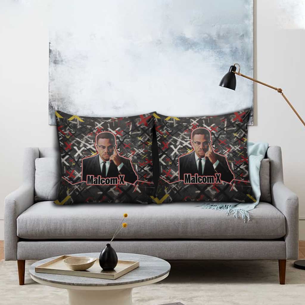 Malcolm X Pillow Cover Street Art Style Portrait Quote The Future Belongs to Those Who Prepare Civil Rights Tribute - Wonder Print Shop