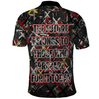 Malcolm X Polo Shirt Street Art Style Portrait Quote The Future Belongs to Those Who Prepare Civil Rights Tribute TS04
