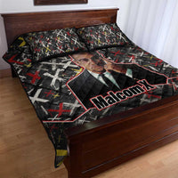 Malcolm X Quilt Bed Set Street Art Style Portrait Quote The Future Belongs to Those Who Prepare Civil Rights Tribute - Wonder Print Shop