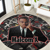 Malcolm X Round Carpet Street Art Style Portrait Quote The Future Belongs to Those Who Prepare Civil Rights Tribute - Wonder Print Shop
