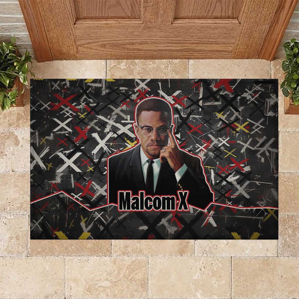 Malcolm X Rubber Doormat Street Art Style Portrait Quote The Future Belongs to Those Who Prepare Civil Rights Tribute - Wonder Print Shop