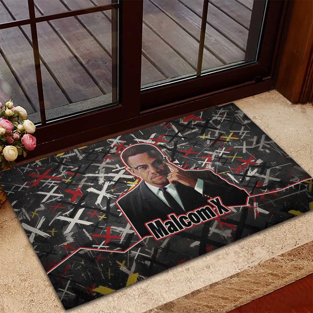 Malcolm X Rubber Doormat Street Art Style Portrait Quote The Future Belongs to Those Who Prepare Civil Rights Tribute - Wonder Print Shop