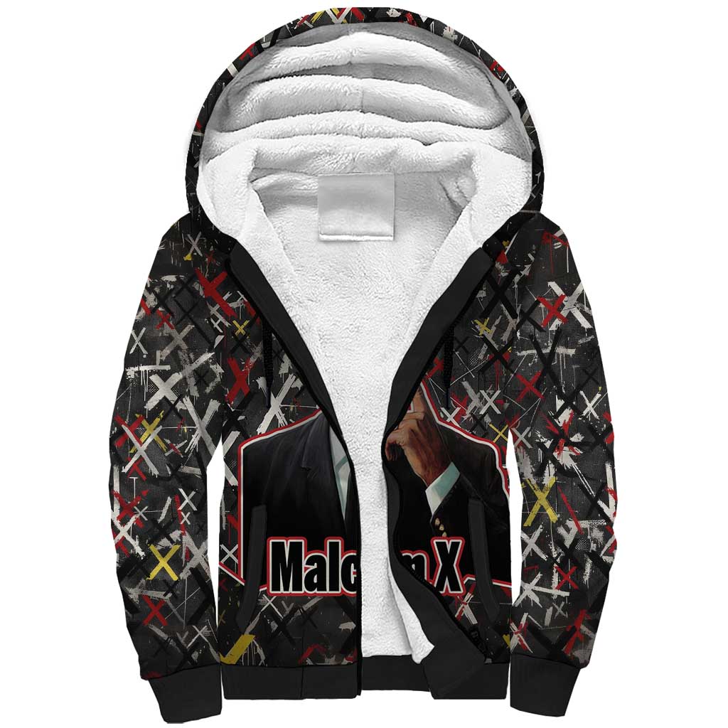 Malcolm X Sherpa Hoodie Street Art Style Portrait Quote The Future Belongs to Those Who Prepare Civil Rights Tribute - Wonder Print Shop