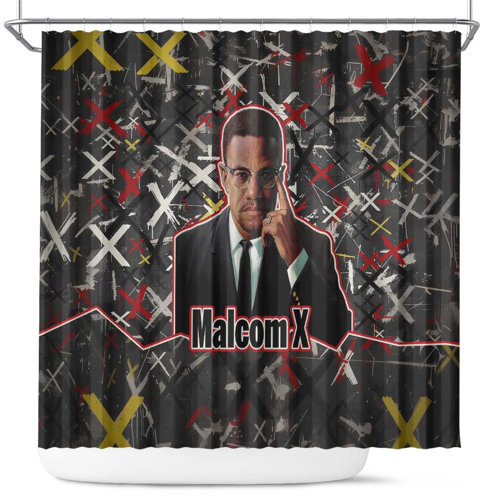 Malcolm X Shower Curtain Street Art Style Portrait Quote The Future Belongs to Those Who Prepare Civil Rights Tribute - undefined