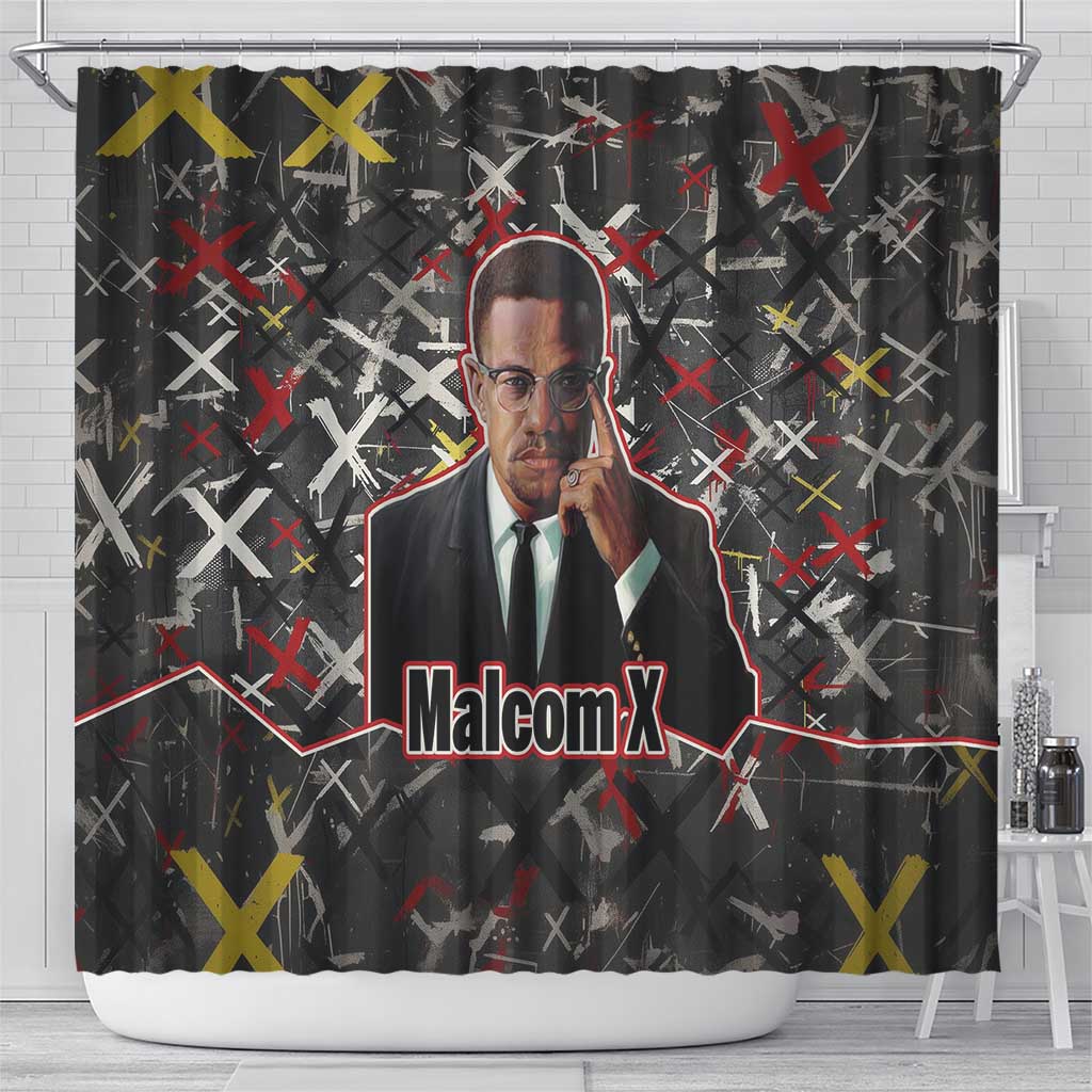 Malcolm X Shower Curtain Street Art Style Portrait Quote The Future Belongs to Those Who Prepare Civil Rights Tribute - undefined