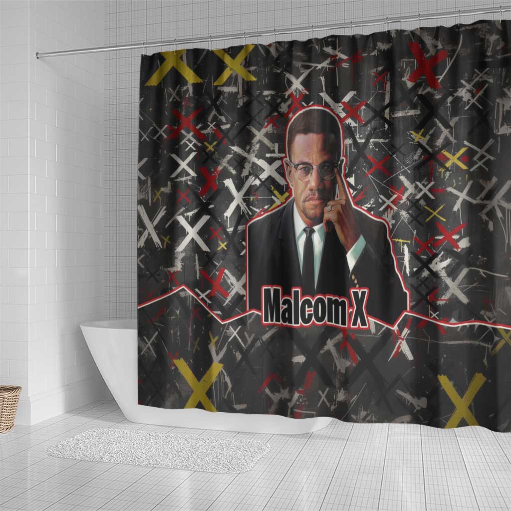 Malcolm X Shower Curtain Street Art Style Portrait Quote The Future Belongs to Those Who Prepare Civil Rights Tribute - undefined