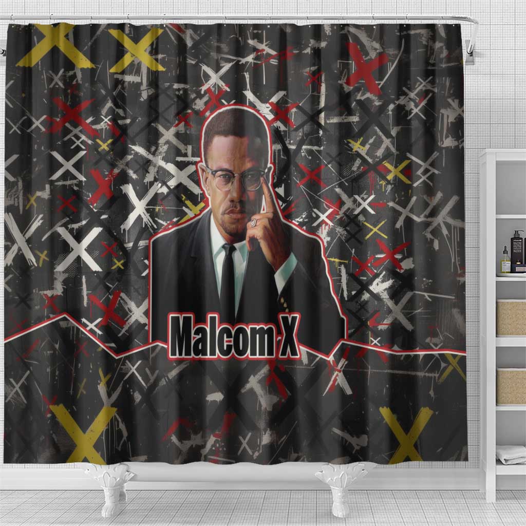 Malcolm X Shower Curtain Street Art Style Portrait Quote The Future Belongs to Those Who Prepare Civil Rights Tribute - undefined