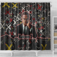 Malcolm X Shower Curtain Street Art Style Portrait Quote The Future Belongs to Those Who Prepare Civil Rights Tribute - undefined