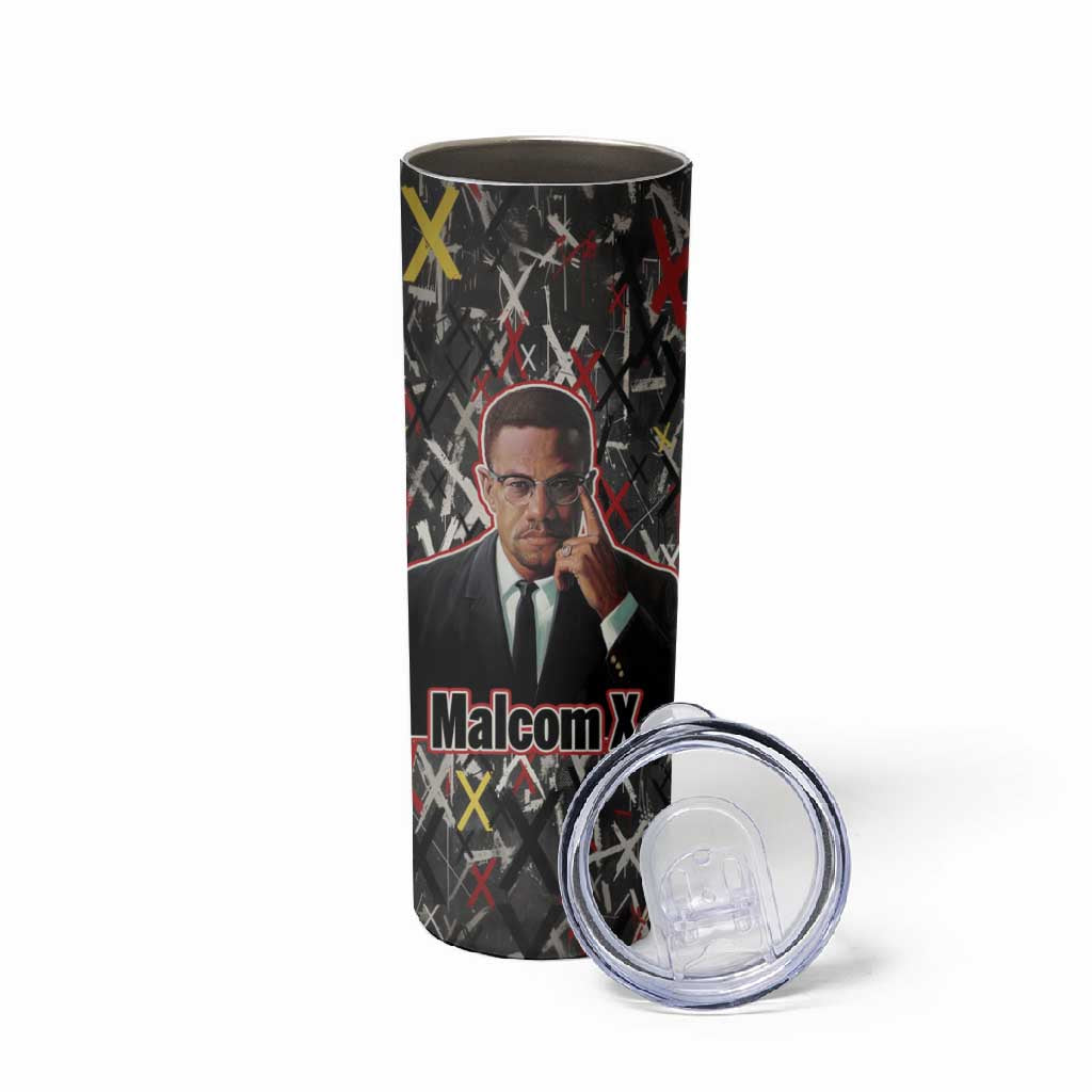 Malcolm X Skinny Tumbler Street Art Style Portrait Quote The Future Belongs to Those Who Prepare Civil Rights Tribute - Wonder Print Shop
