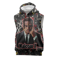 Malcolm X Sleeveless Hoodie Street Art Style Portrait Quote The Future Belongs to Those Who Prepare Civil Rights Tribute - Wonder Print Shop