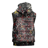 Malcolm X Sleeveless Hoodie Street Art Style Portrait Quote The Future Belongs to Those Who Prepare Civil Rights Tribute - Wonder Print Shop