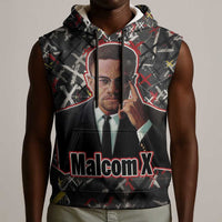 Malcolm X Sleeveless Hoodie Street Art Style Portrait Quote The Future Belongs to Those Who Prepare Civil Rights Tribute - Wonder Print Shop