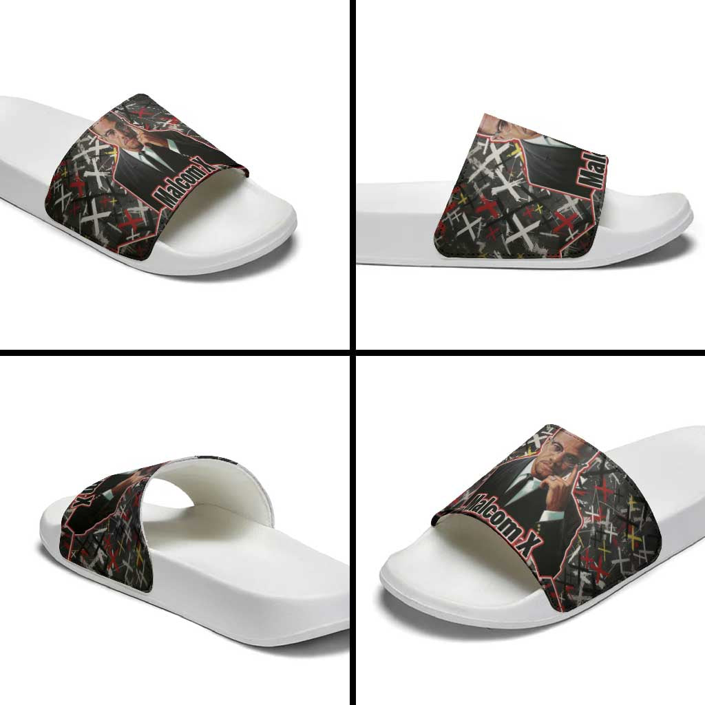 Malcolm X Slide Sandals Street Art Style Portrait Quote The Future Belongs to Those Who Prepare Civil Rights Tribute - Wonder Print Shop