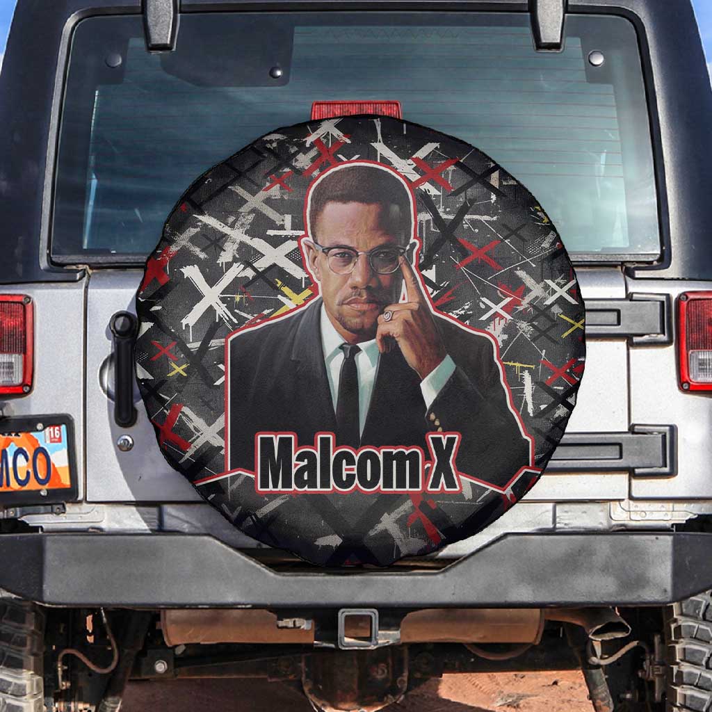 Malcolm X Spare Tire Cover Street Art Style Portrait Quote The Future Belongs to Those Who Prepare Civil Rights Tribute - Wonder Print Shop