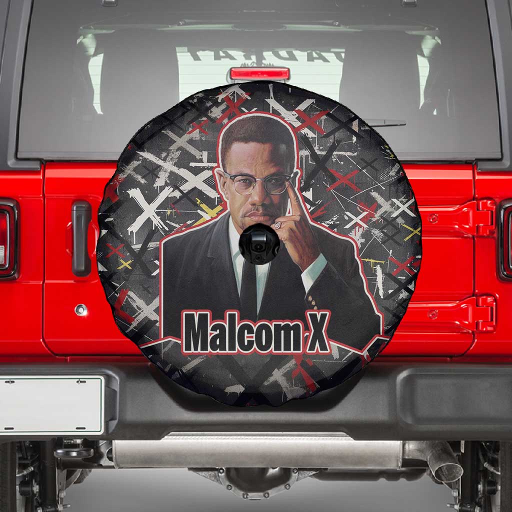 Malcolm X Spare Tire Cover Street Art Style Portrait Quote The Future Belongs to Those Who Prepare Civil Rights Tribute - Wonder Print Shop