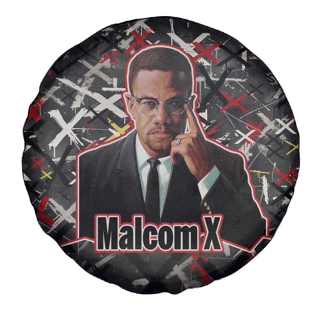 Malcolm X Spare Tire Cover Street Art Style Portrait Quote The Future Belongs to Those Who Prepare Civil Rights Tribute - Wonder Print Shop