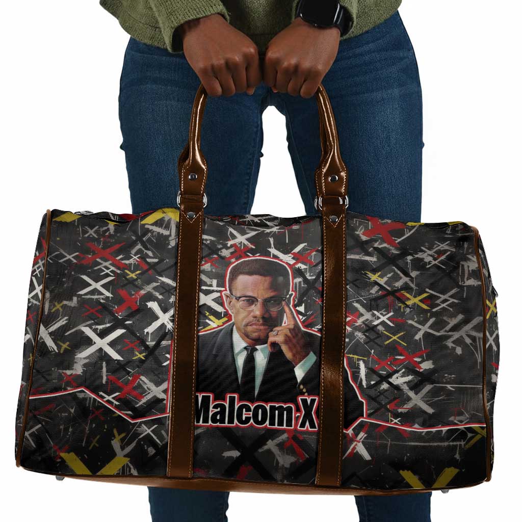 Malcolm X Travel Bag Street Art Style Portrait Quote The Future Belongs to Those Who Prepare Civil Rights Tribute - Wonder Print Shop