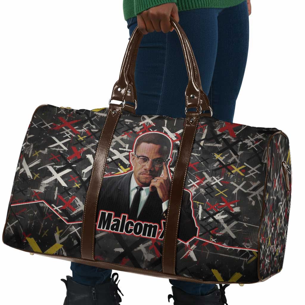 Malcolm X Travel Bag Street Art Style Portrait Quote The Future Belongs to Those Who Prepare Civil Rights Tribute - Wonder Print Shop
