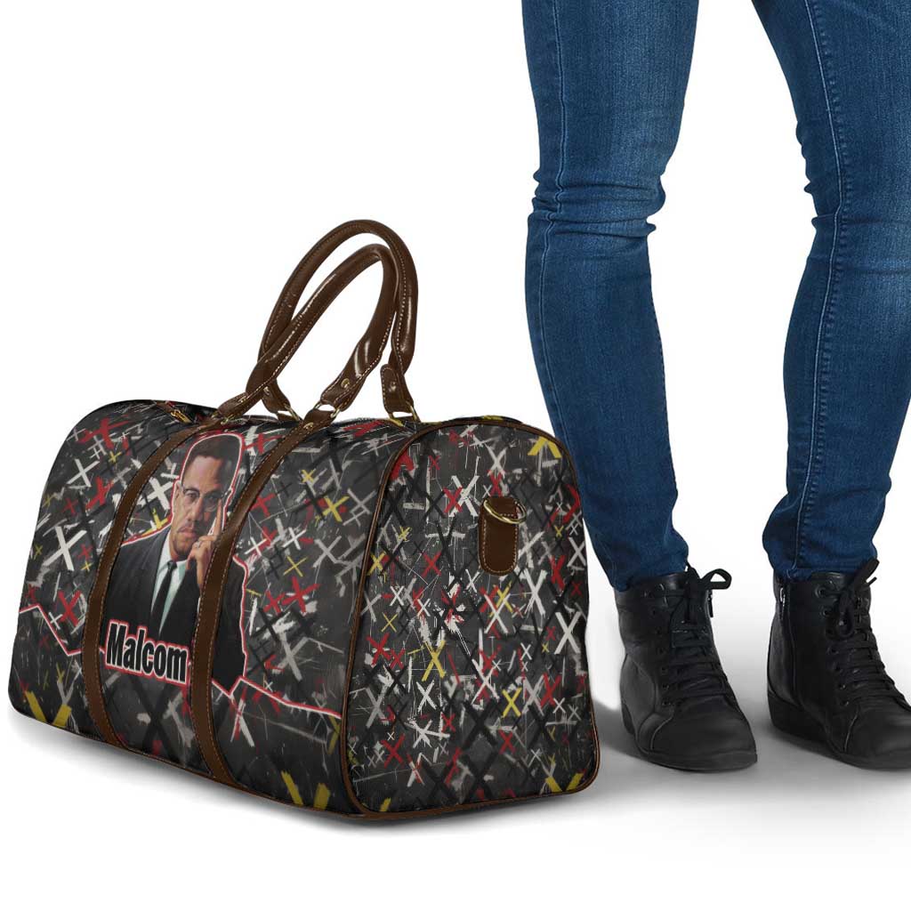 Malcolm X Travel Bag Street Art Style Portrait Quote The Future Belongs to Those Who Prepare Civil Rights Tribute - Wonder Print Shop