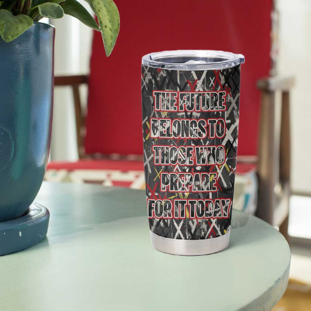 Malcolm X Tumbler Cup Street Art Style Portrait Quote The Future Belongs to Those Who Prepare Civil Rights Tribute - Wonder Print Shop