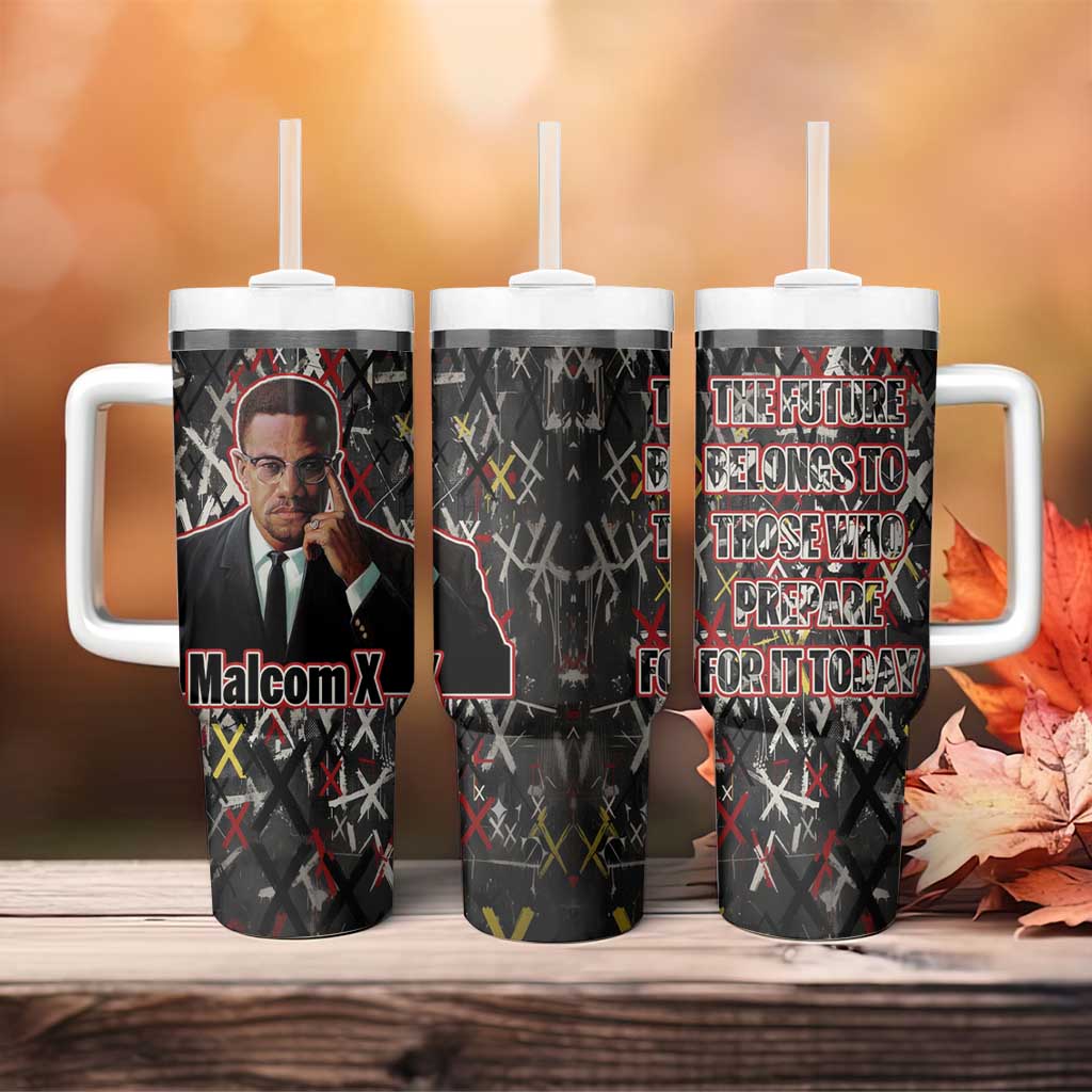 Malcolm X Tumbler With Handle Street Art Style Portrait Quote The Future Belongs to Those Who Prepare Civil Rights Tribute - Wonder Print Shop