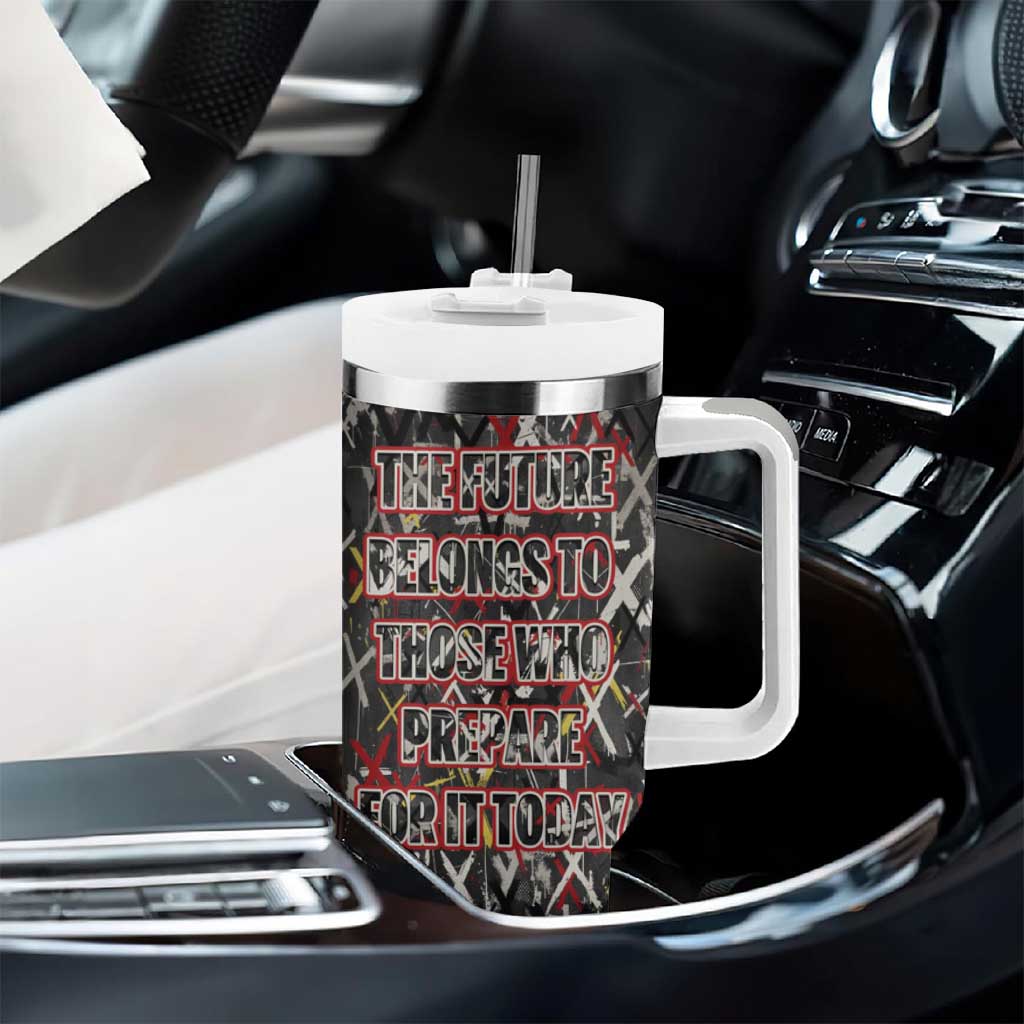 Malcolm X Tumbler With Handle Street Art Style Portrait Quote The Future Belongs to Those Who Prepare Civil Rights Tribute - Wonder Print Shop