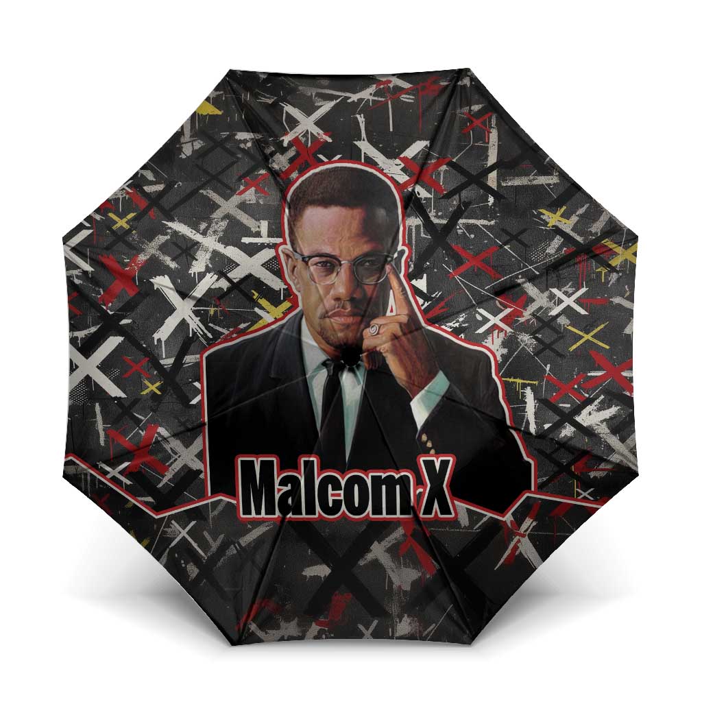 Malcolm X Umbrella Street Art Style Portrait Quote The Future Belongs to Those Who Prepare Civil Rights Tribute - Wonder Print Shop