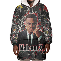 Malcolm X Wearable Blanket Hoodie Street Art Style Portrait Quote The Future Belongs to Those Who Prepare Civil Rights Tribute - Wonder Print Shop