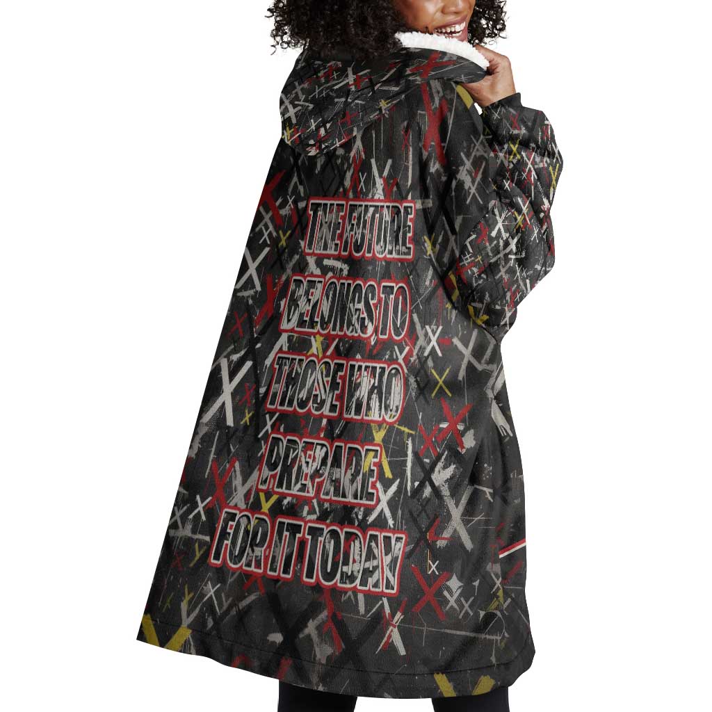 Malcolm X Wearable Blanket Hoodie Street Art Style Portrait Quote The Future Belongs to Those Who Prepare Civil Rights Tribute - Wonder Print Shop
