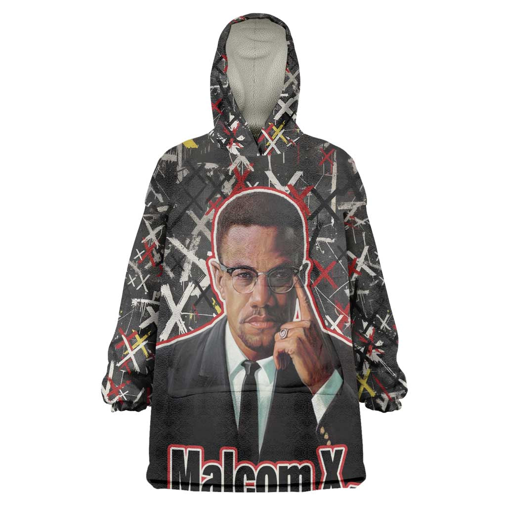 Malcolm X Wearable Blanket Hoodie Street Art Style Portrait Quote The Future Belongs to Those Who Prepare Civil Rights Tribute - Wonder Print Shop