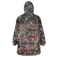 Malcolm X Wearable Blanket Hoodie Street Art Style Portrait Quote The Future Belongs to Those Who Prepare Civil Rights Tribute - Wonder Print Shop