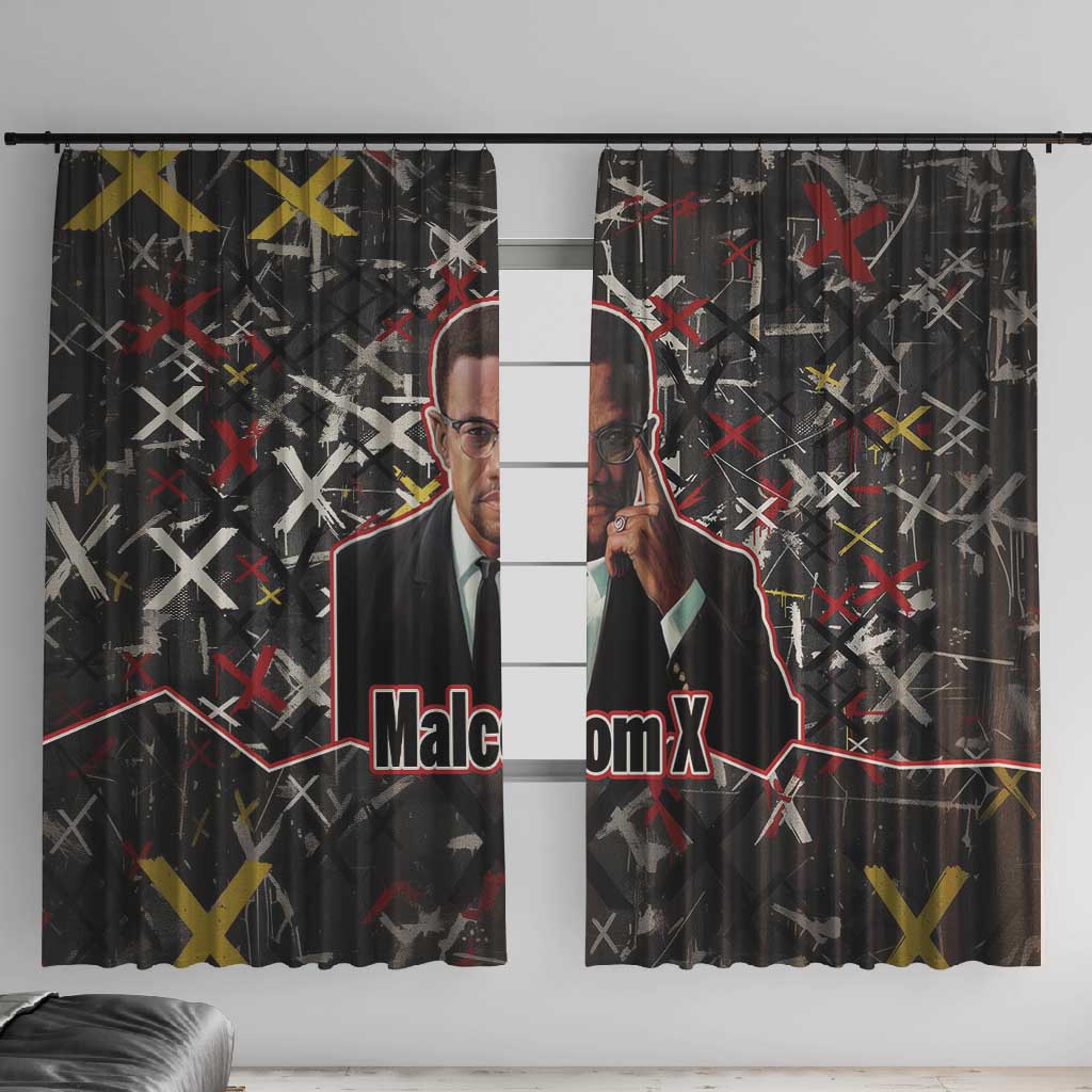 Malcolm X Window Curtain Street Art Style Portrait Quote The Future Belongs to Those Who Prepare Civil Rights Tribute - Wonder Print Shop